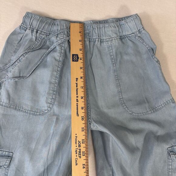 URBAN DAIZY High Rise Blue Tencel Jogger Pants with Cargo Pockets - Picture 7 of 12